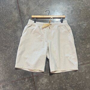 Lululemon XL Men’s Beige Sweat Shorts Drawstring Waist Logo Lounge Athletic